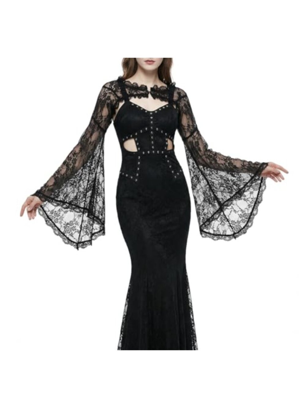 Victorian Lace Bolero Shrug Gothic Corset Top Long Sleeve Crop Cover Up